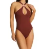 Becca Modern Edge Mikayla High Neck One Piece Swimsuit 541637 -Lumiere Bikinis Shop becca bec01 541637 gs