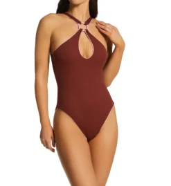 Becca Modern Edge Mikayla High Neck One Piece Swimsuit 541637