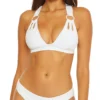 Becca Color Code Skylar White Halter Swim Top 633137 -Lumiere Bikinis Shop becca bec01 633137 gs