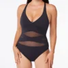 Bleu Rod Beattie Don't Mesh With Me V-Neck Mesh One Piece Swimsuit DM22754 -Lumiere Bikinis Shop bleu rod beattie bleu01 dm22754 gs