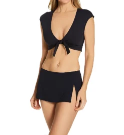 Bleu Rod Beattie Kore Tie Front Cap Sleeve Crop Swim Top K21199 -Lumiere Bikinis Shop bleu rod beattie bleu01 k21199 cs1
