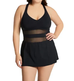 Bleu Rod Beattie Plus Size Don't Mesh With Me Cross Back Swim Dress M22271X