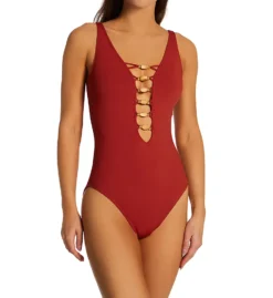 Bleu Rod Beattie Paradise Found Lace Down One Piece Swimsuit PF22226