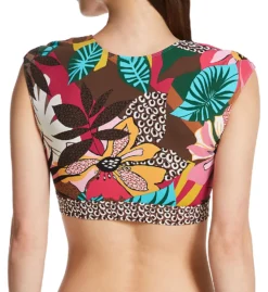 Bleu Rod Beattie Run Wild Tie Front Cap Sleeve Crop Swim Top RW22199 -Lumiere Bikinis Shop bleu rod beattie bleu01 rw22199 bs
