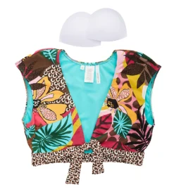 Bleu Rod Beattie Run Wild Tie Front Cap Sleeve Crop Swim Top RW22199 -Lumiere Bikinis Shop bleu rod beattie bleu01 rw22199 cs6