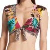 Bleu Rod Beattie Run Wild Tie Front Cap Sleeve Crop Swim Top RW22199