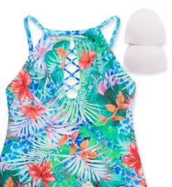 Bleu Rod Beattie Tropical Flight High Neck Tankini Swim Top TF23271 -Lumiere Bikinis Shop bleu rod beattie bleu01 tf23271 cs5
