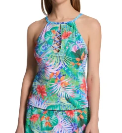 Bleu Rod Beattie Tropical Flight High Neck Tankini Swim Top TF23271
