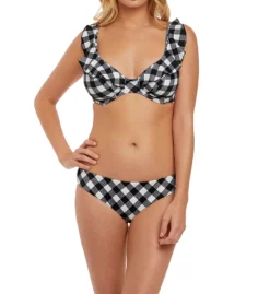 Freya Totally Check Underwire Plunge Ruffle Swim Top AS2923 -Lumiere Bikinis Shop freya fre001 as2923 cs1