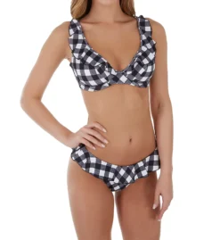 Freya Totally Check Underwire Plunge Ruffle Swim Top AS2923 -Lumiere Bikinis Shop freya fre001 as2923 cs2