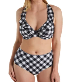Freya Totally Check Underwire Plunge Ruffle Swim Top AS2923 -Lumiere Bikinis Shop freya fre001 as2923 cs5