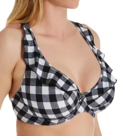 Freya Totally Check Underwire Plunge Ruffle Swim Top AS2923 -Lumiere Bikinis Shop freya fre001 as2923 cs6