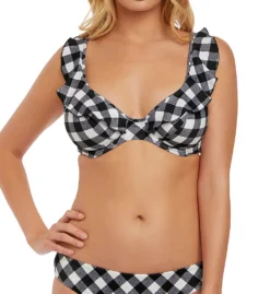 Freya Totally Check Underwire Plunge Ruffle Swim Top AS2923