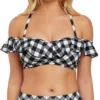 Freya Totally Check Underwire Off The Shoulder Swim Top AS2925 -Lumiere Bikinis Shop freya fre001 as2925 gs